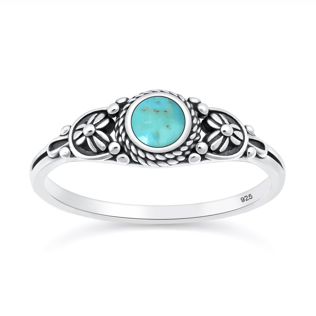 Silver Stone Ring - Floral