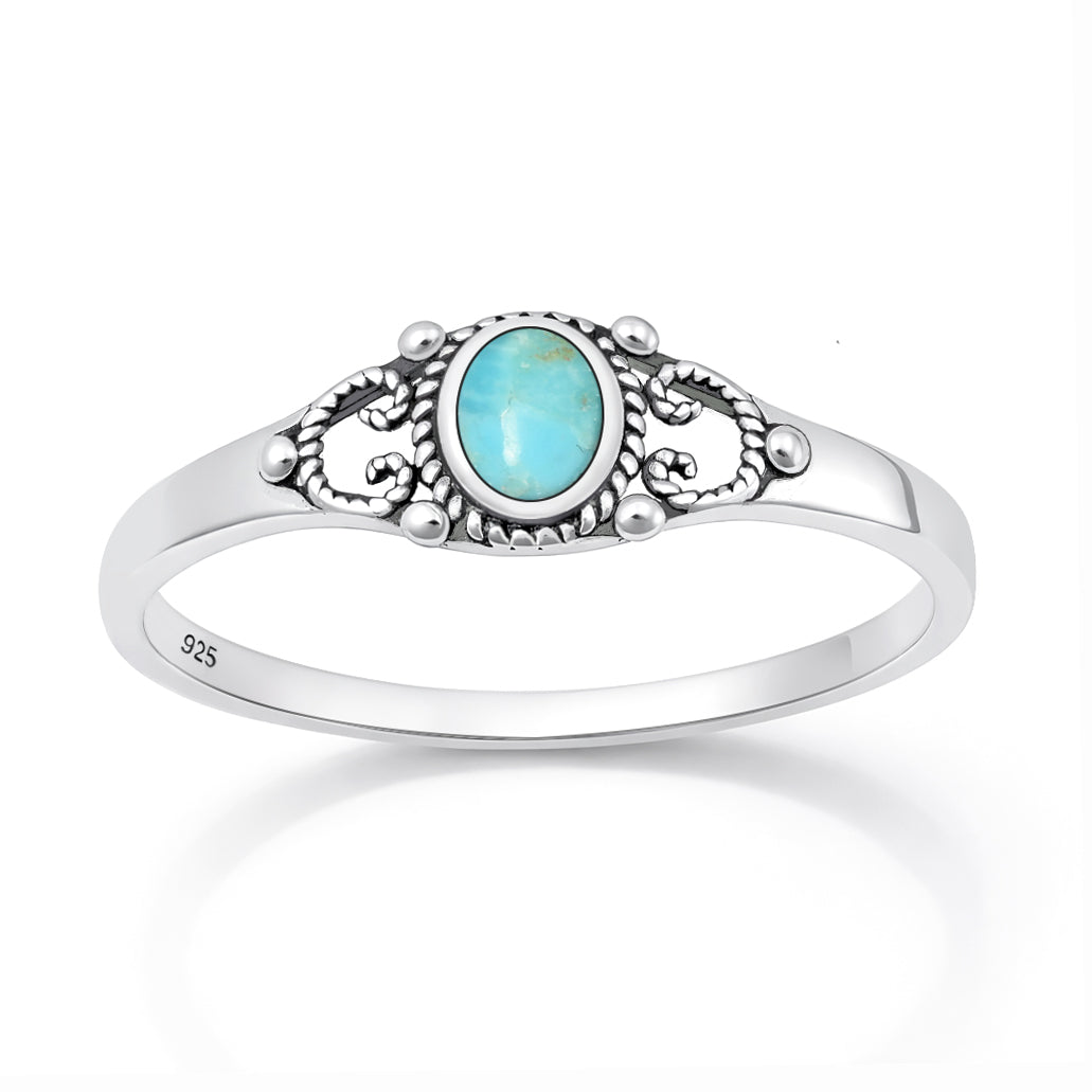 Silver Stone Ring - Filigree