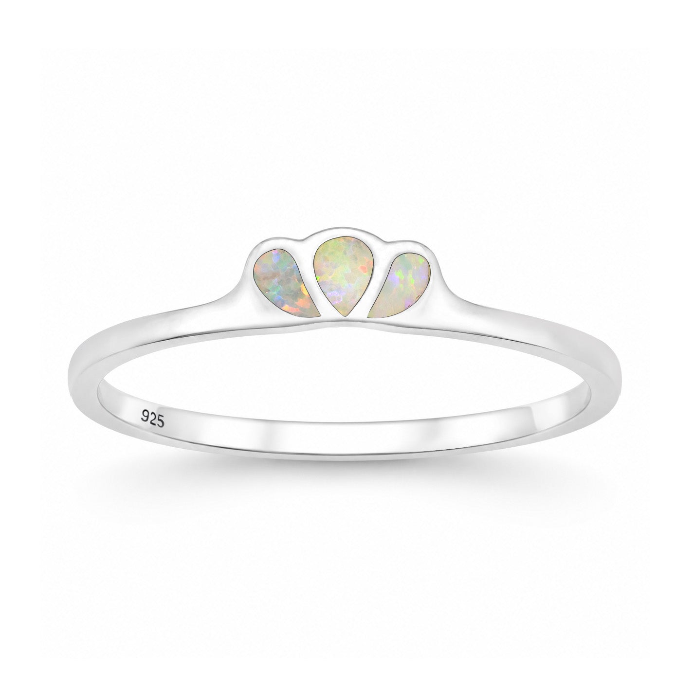 Silver Lab Opal Ring - Triple Tear Drop