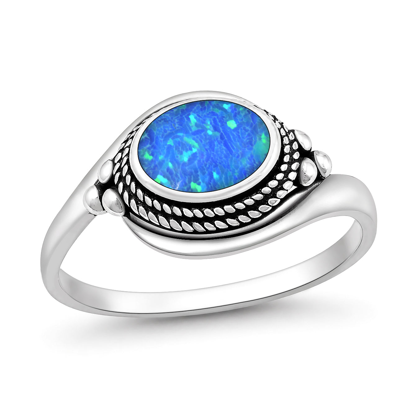 Silver Lab Opal Ring - Oval