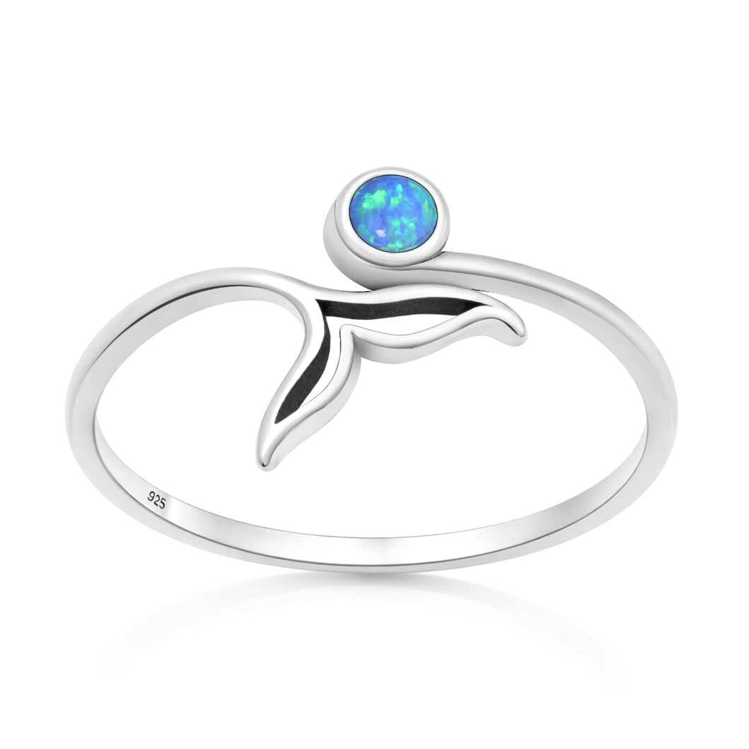 Silver Lab Opal Ring - Whale Tail