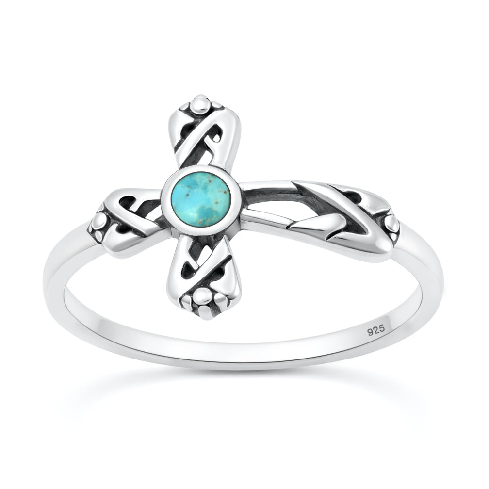 Silver Stone Ring - Cross