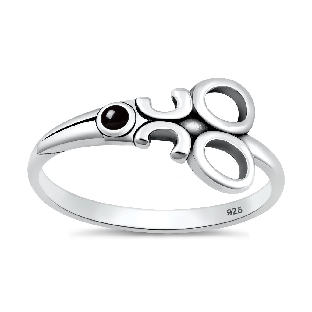 Silver Stone Ring - Scissors