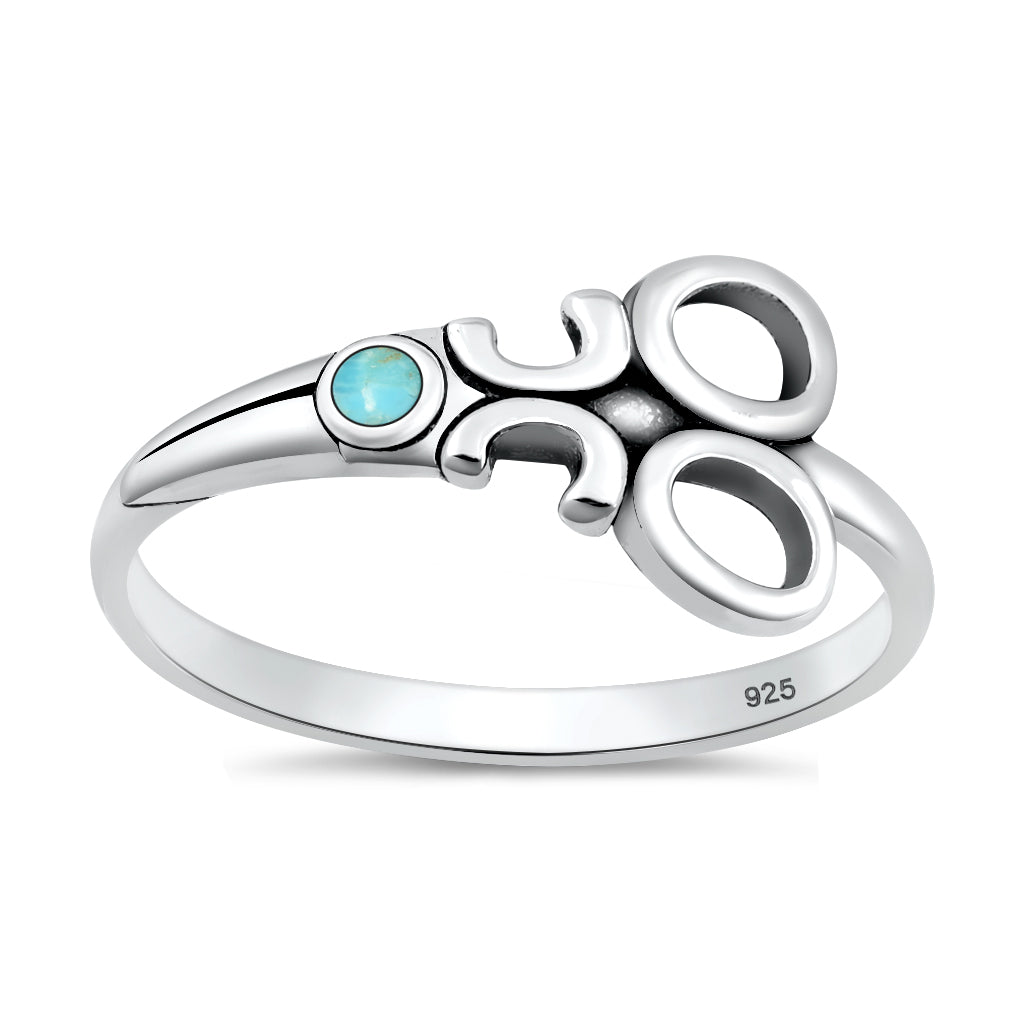 Silver Stone Ring - Scissors