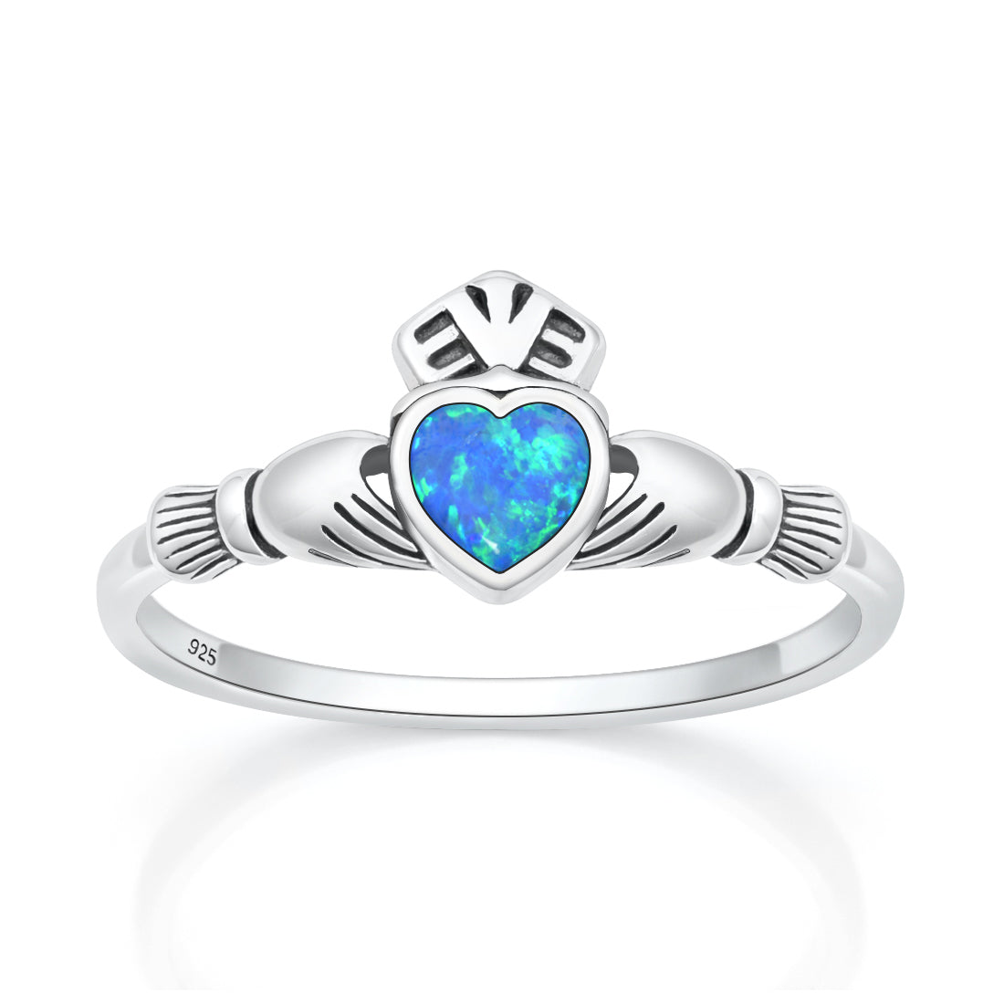 Silver Lab Opal Ring - Claddagh