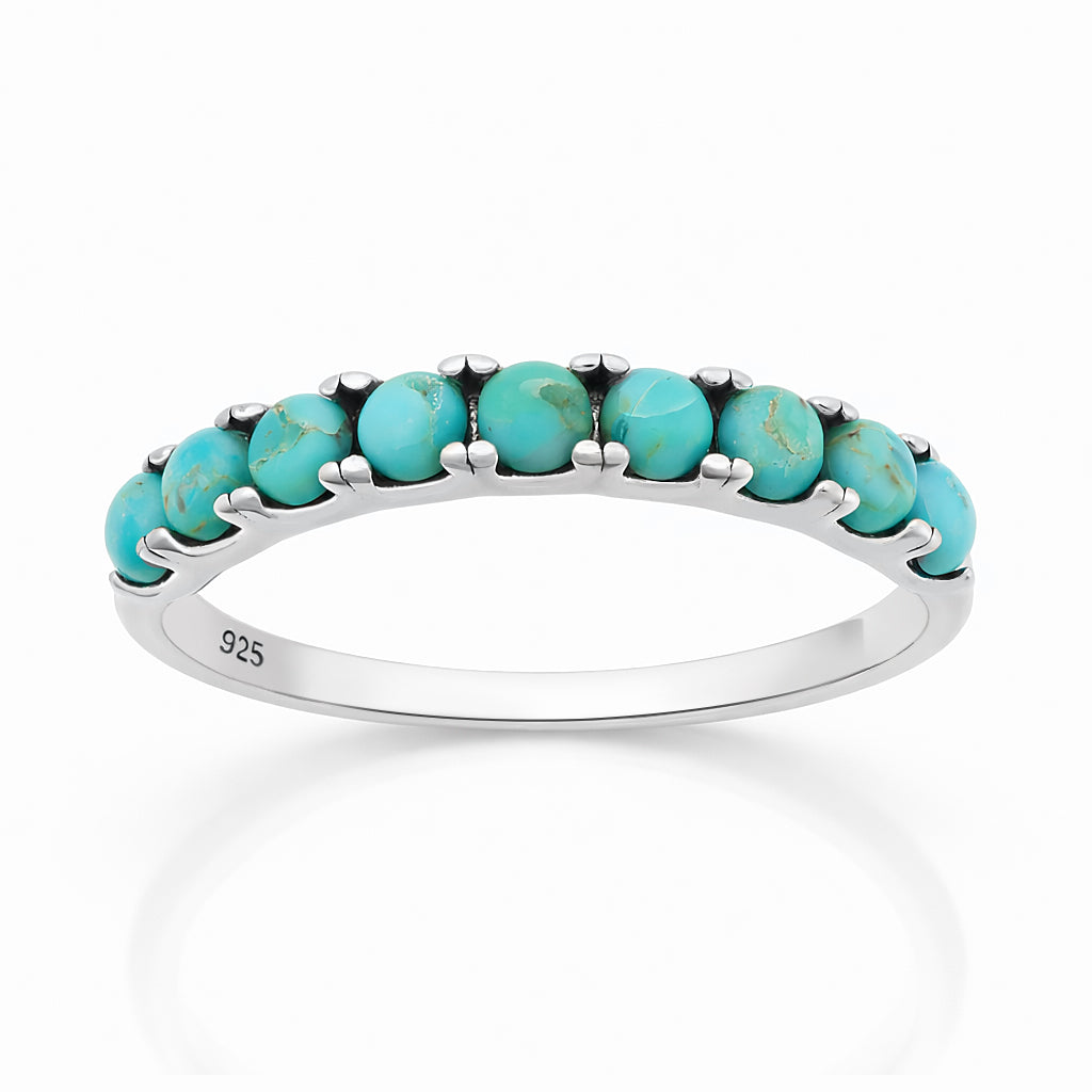 Silver Stone Ring - Half Eternity Band