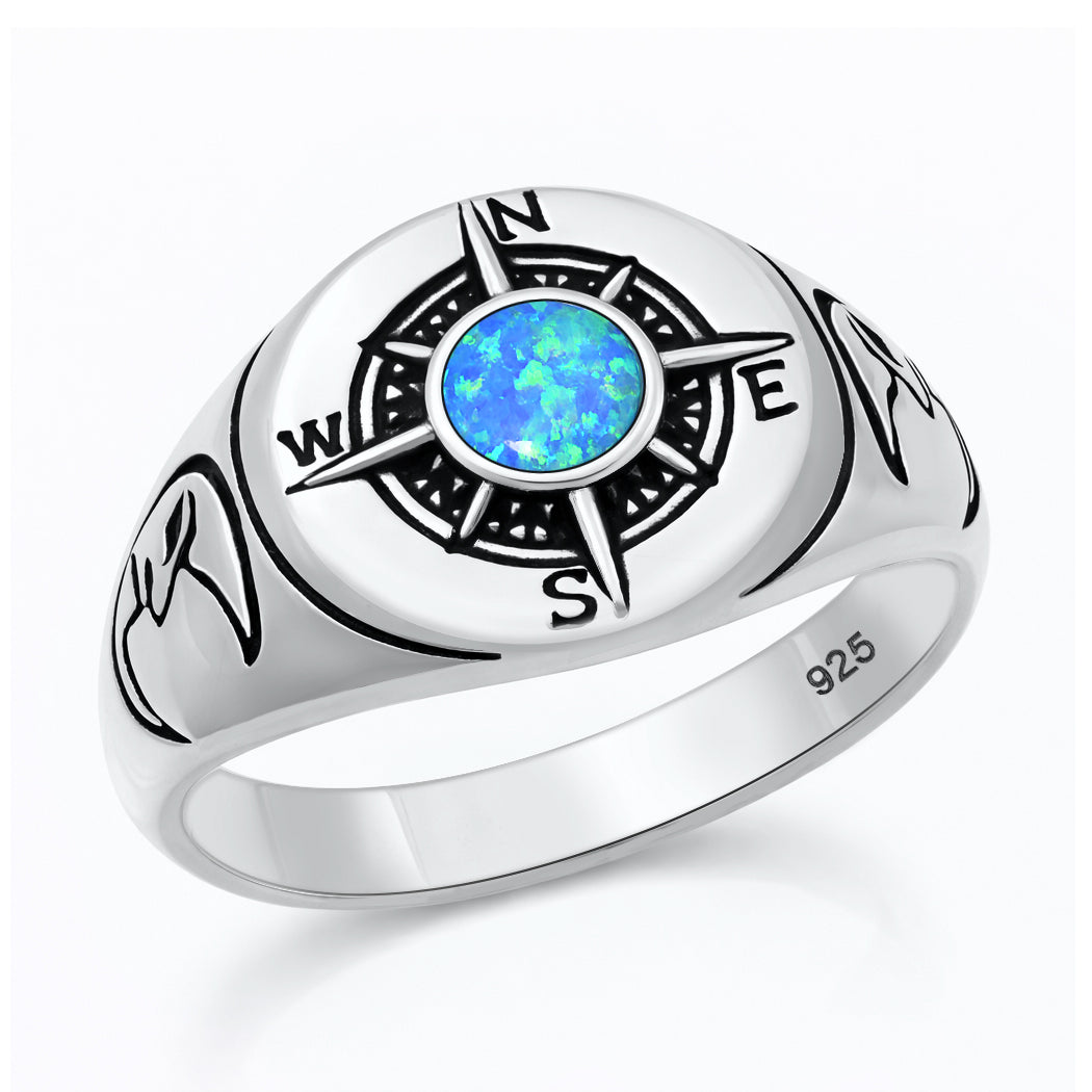 Silver Lab Opal Ring - Compass