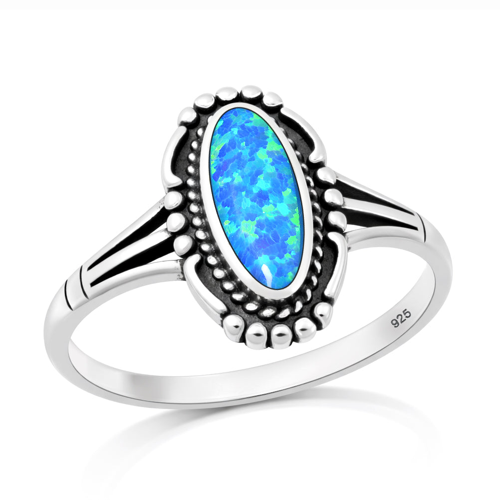 Silver Lab Opal Ring - Vintage Boho