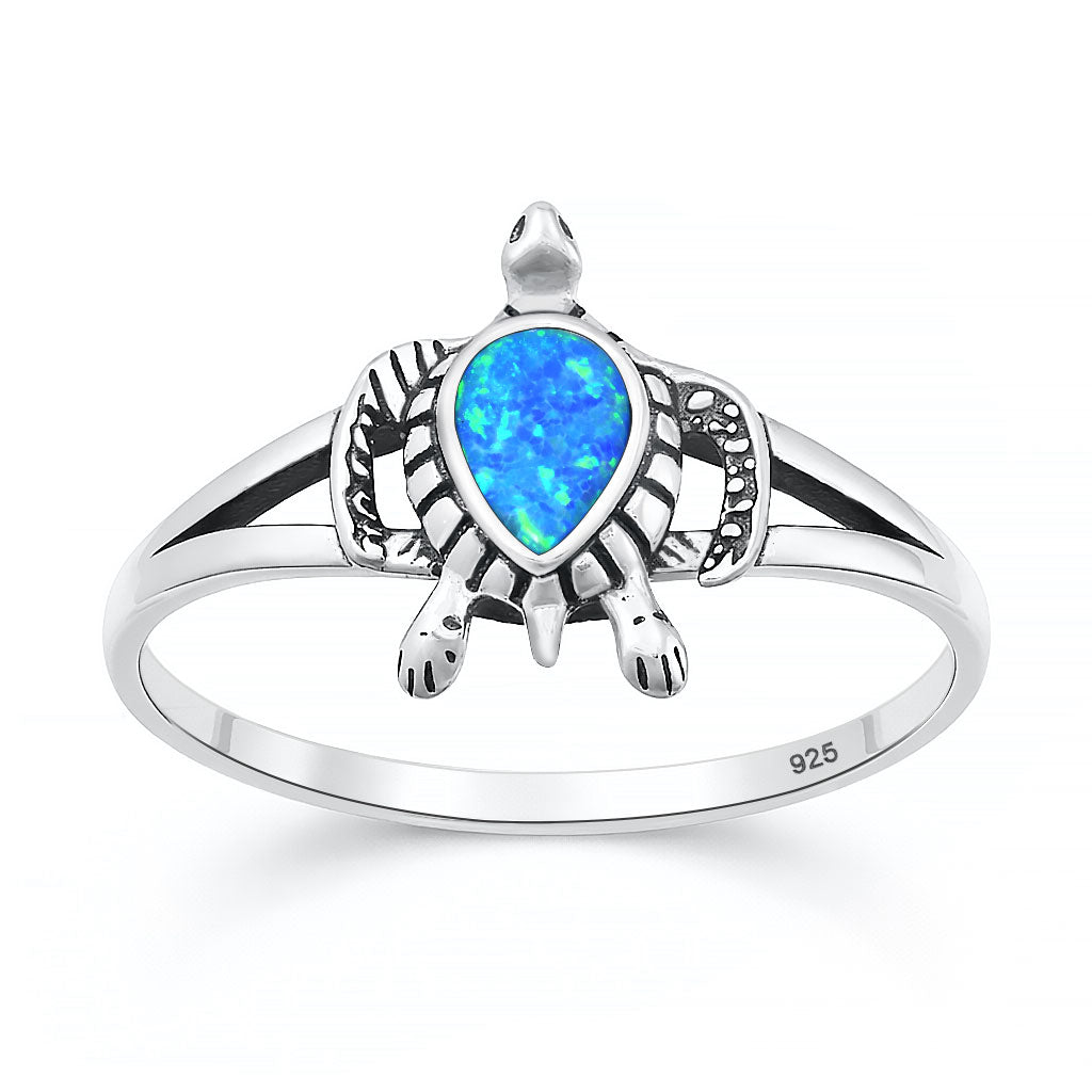 Silver Lab Opal Ring - Turtle