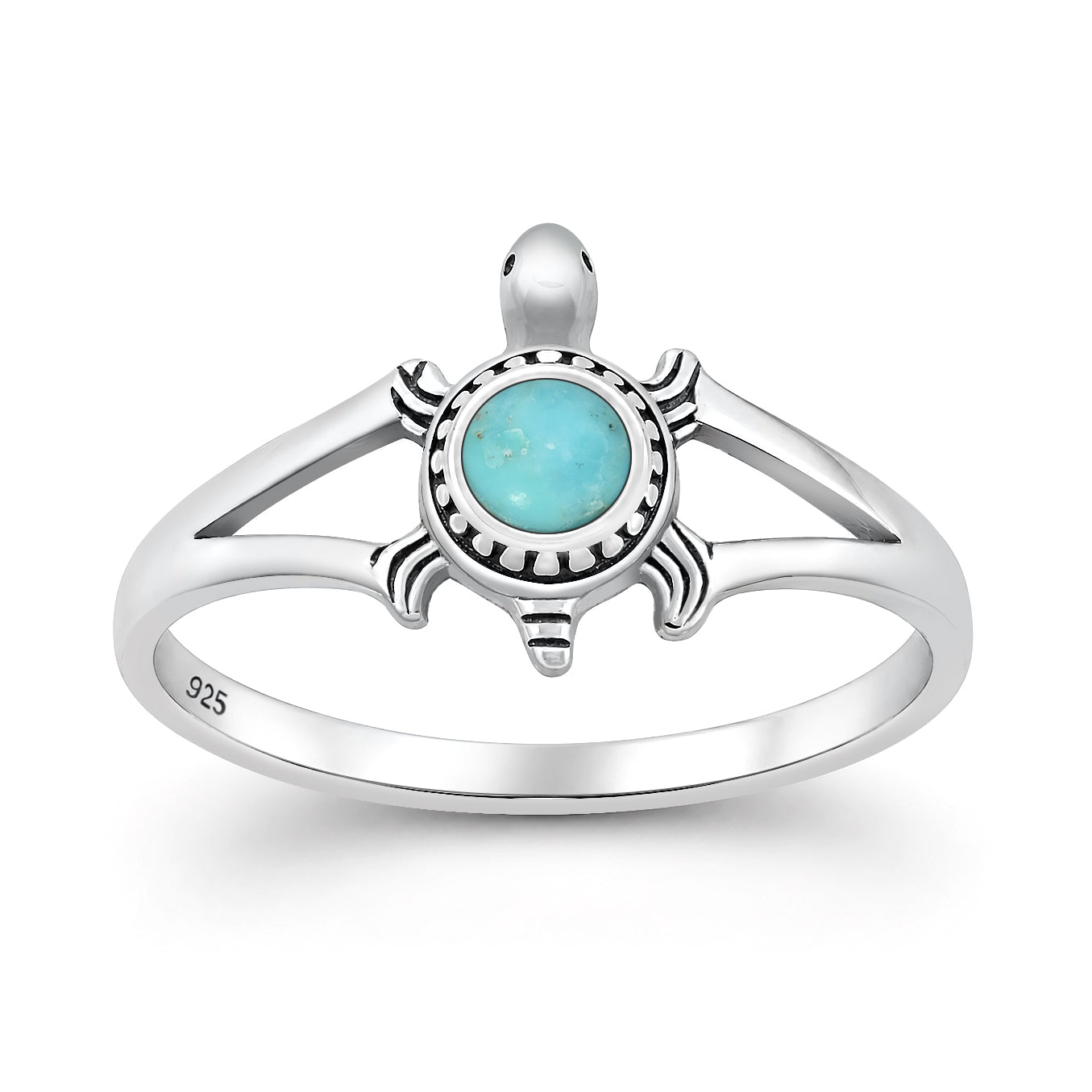 Silver Stone Ring - Turtle