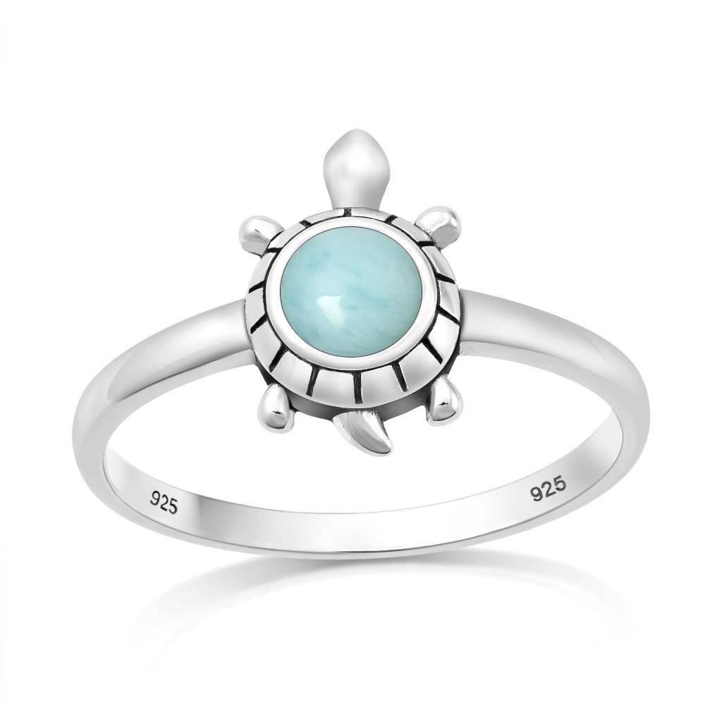 Silver Stone Ring - Turtle