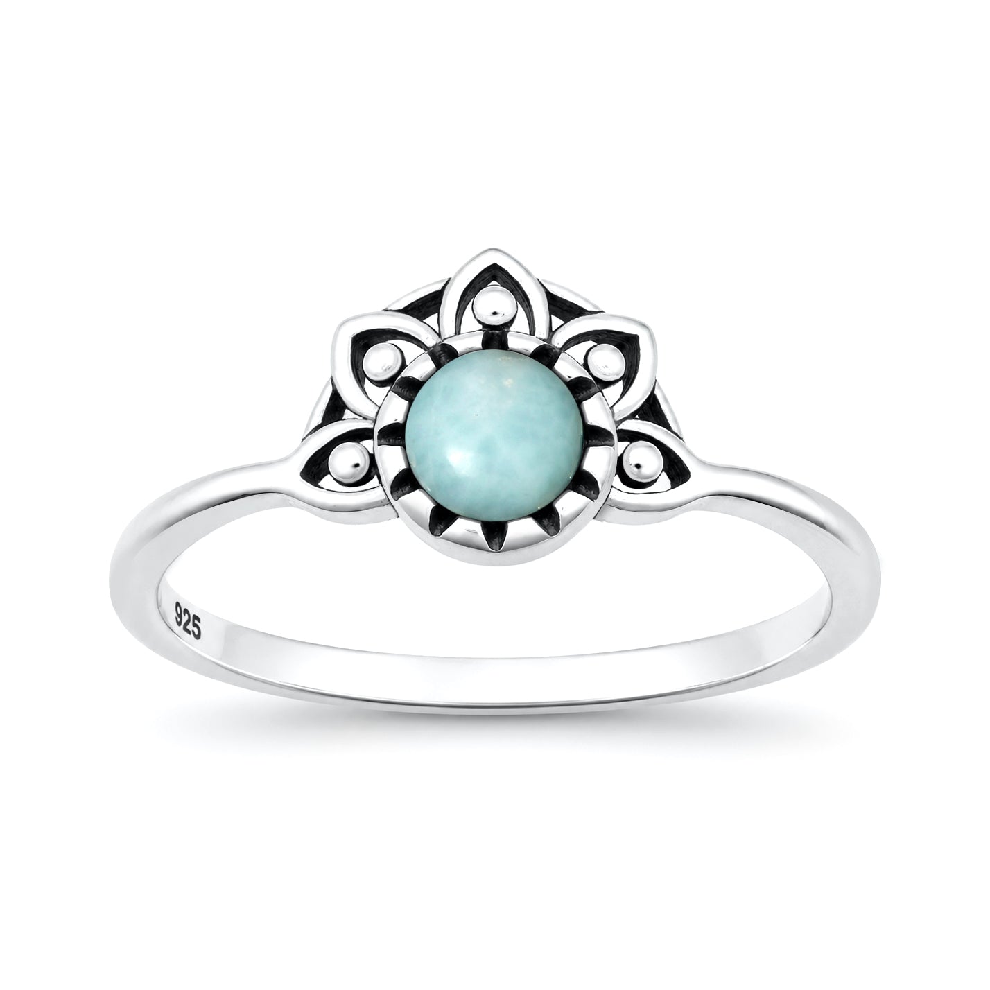 Silver Stone Ring - Mandala