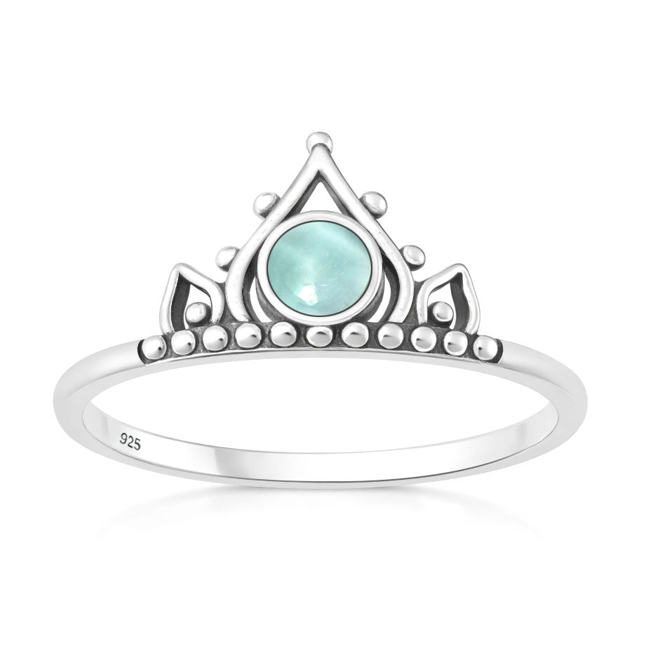 Silver Stone Ring - Boho Crown