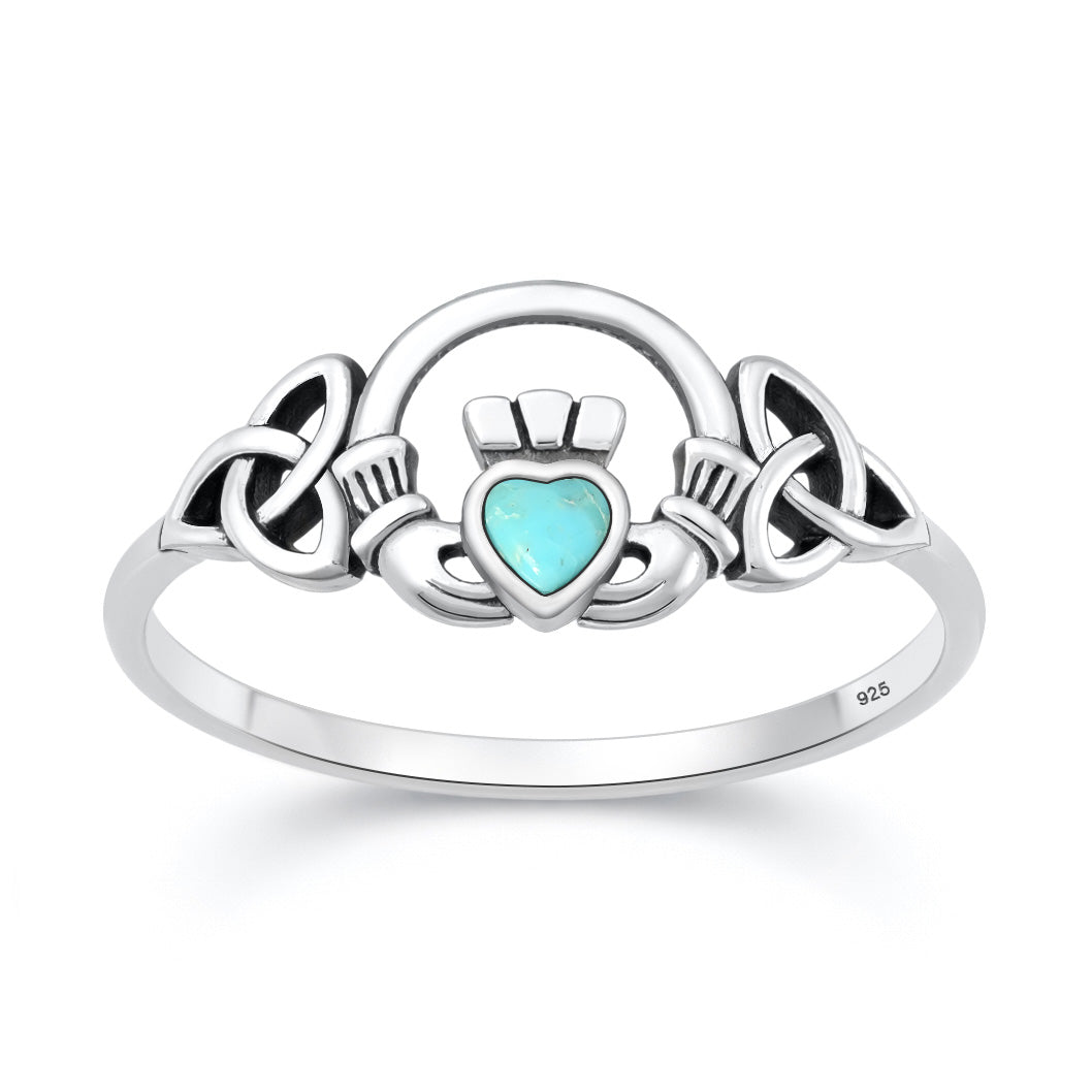 Silver Stone Ring - Claddagh