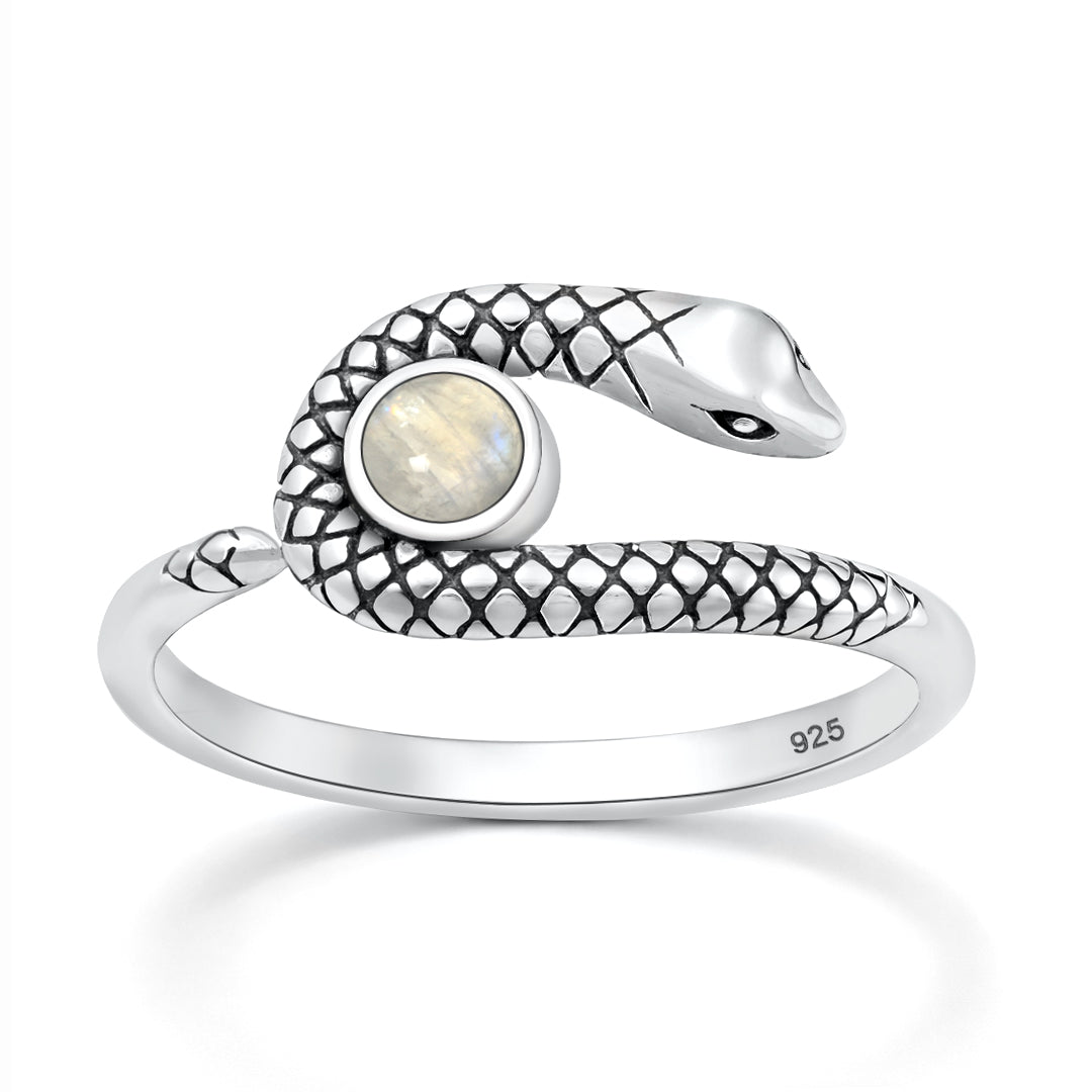 Silver Stone Ring - Snake