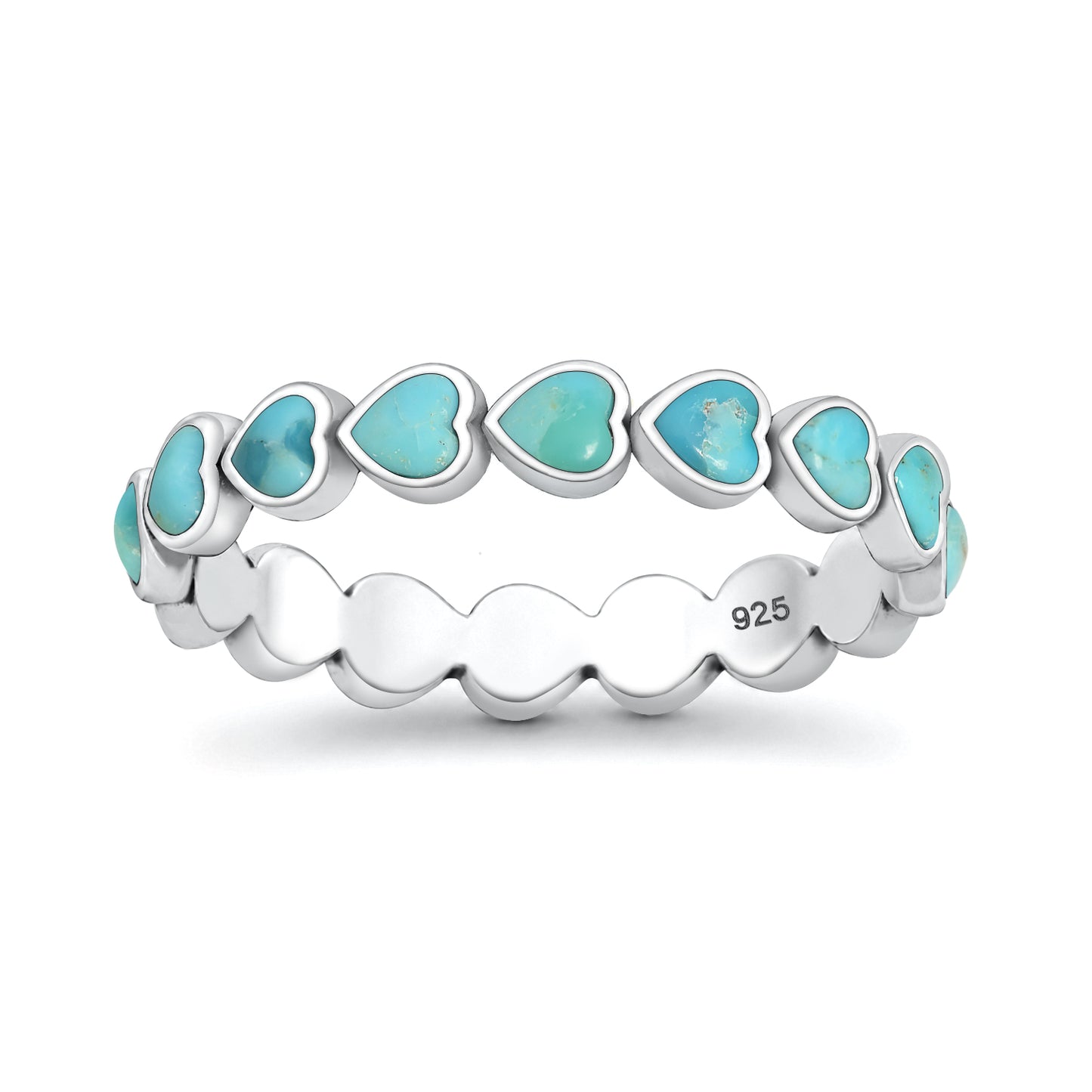 Silver Stone Ring - Hearts