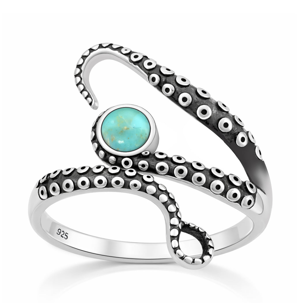 Silver Stone Ring - Tentacles