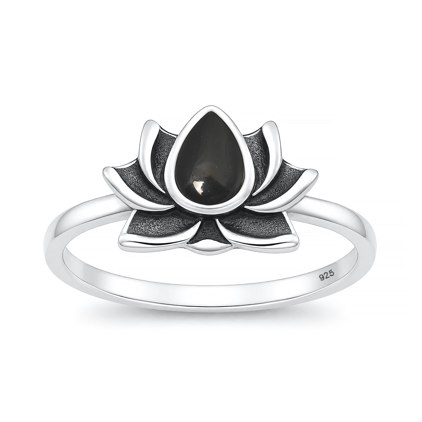 Silver Stone Ring - Lotus