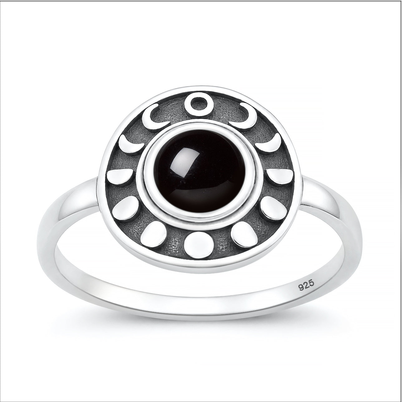 Silver Stone Ring - Moon Phases