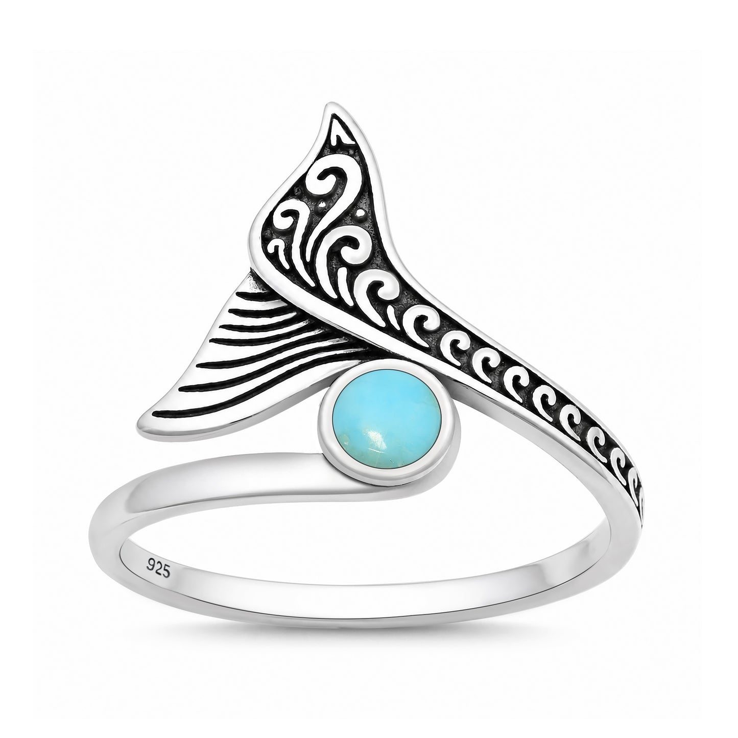 Silver Stone Ring - Whale Tail