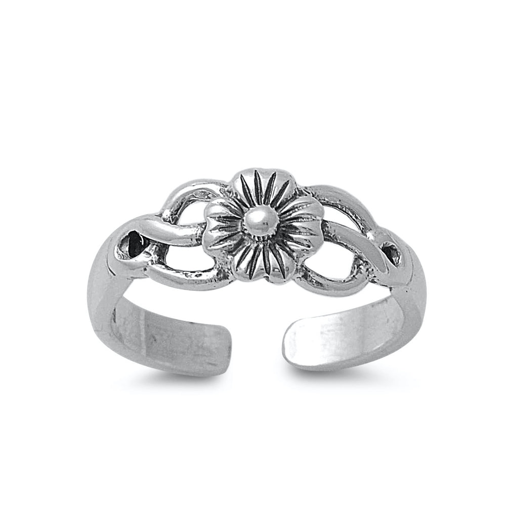Silver Toe Ring - Flower