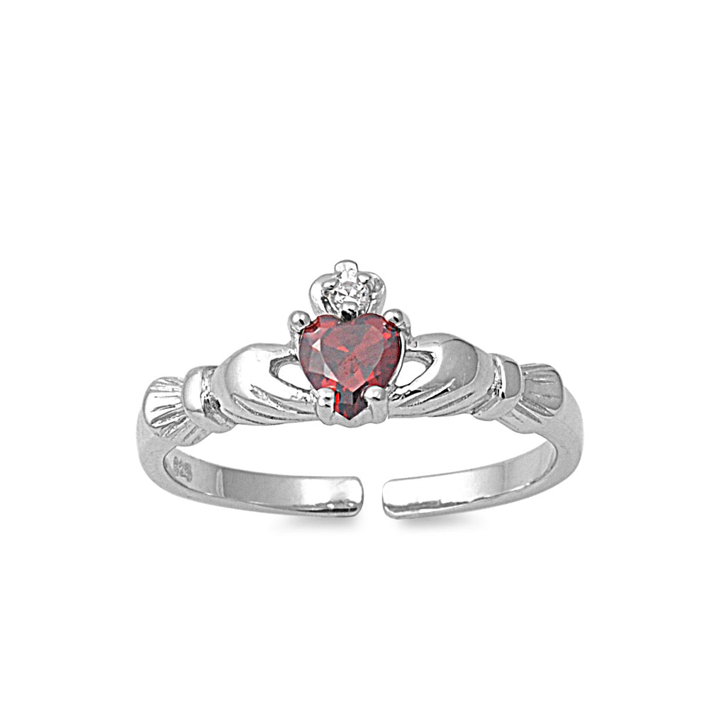 Silver CZ Toe Ring - Claddagh