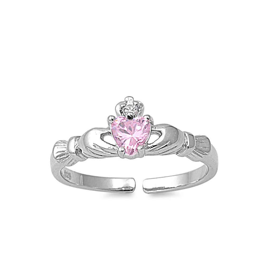 Silver CZ Toe Ring - Claddagh