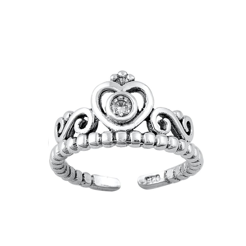 Silver Toe Ring - Crown