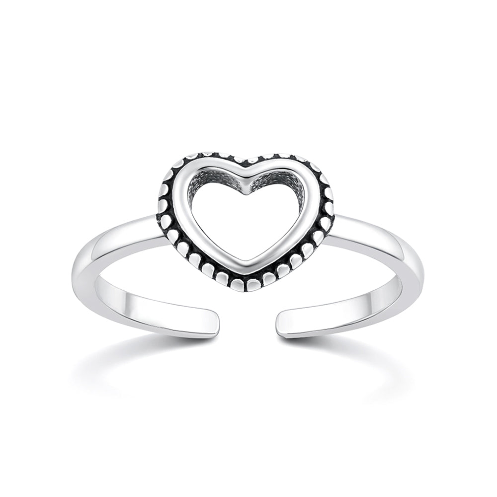 Silver Toe Ring - Heart