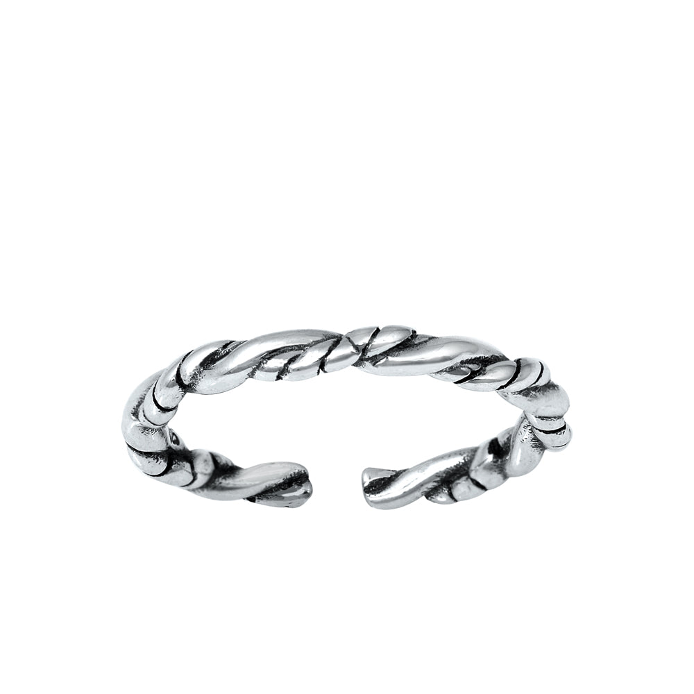 Silver Toe Ring - Rope