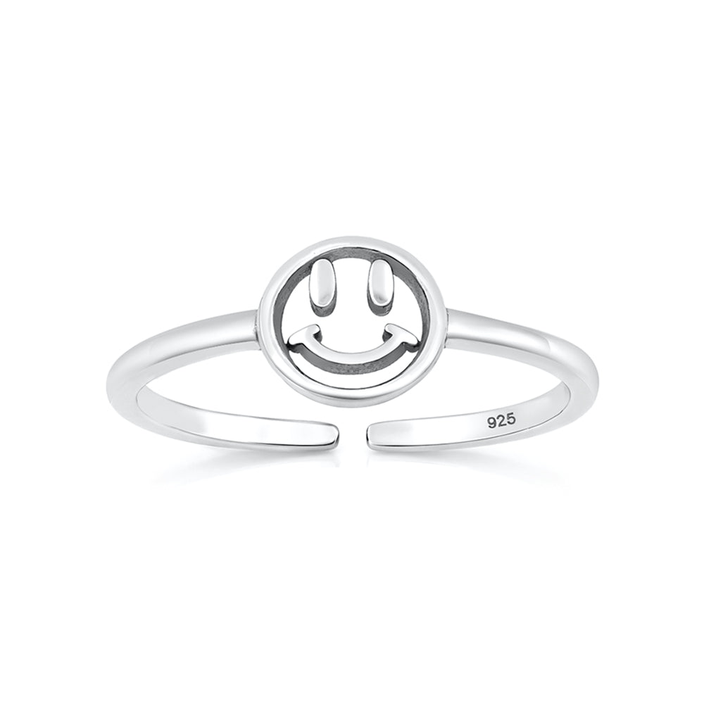 Silver Toe Ring - Happy Face