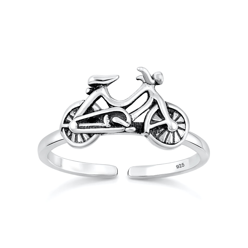 Silver Toe Ring - Bicycle
