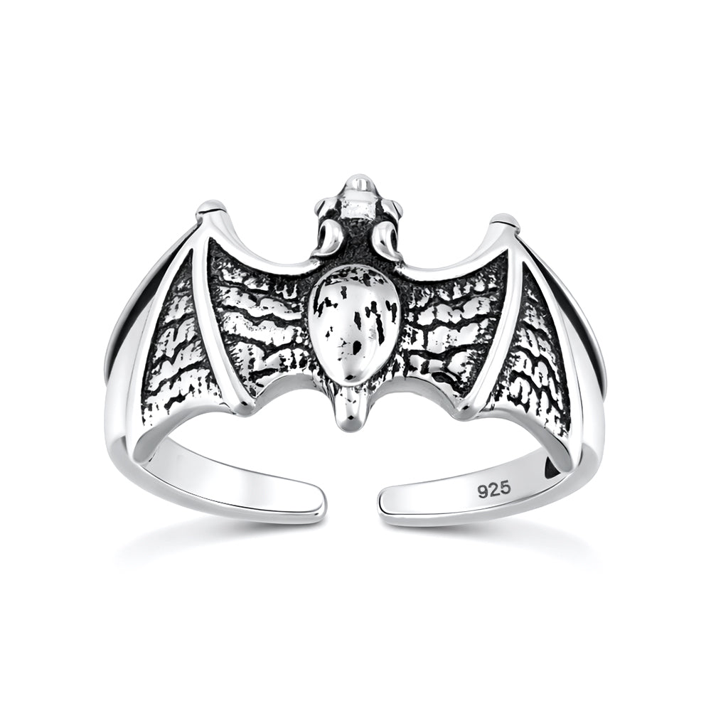 Silver Toe Ring - Bat