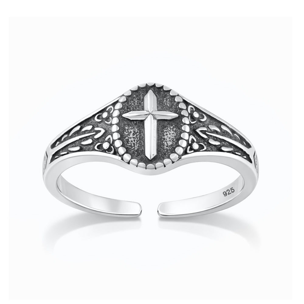 Silver Toe Ring - Cross