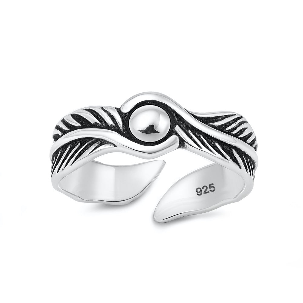 Silver Toe Ring - Feather