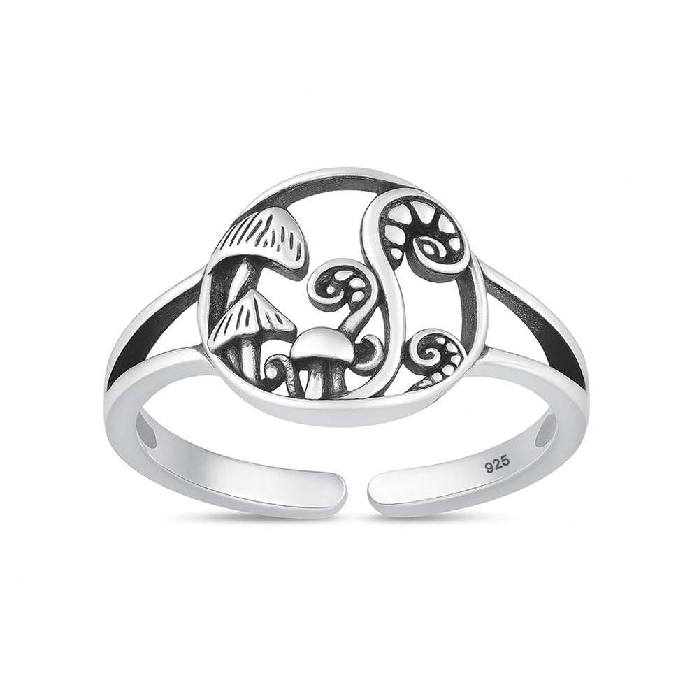 Silver Toe Ring - Mushroom