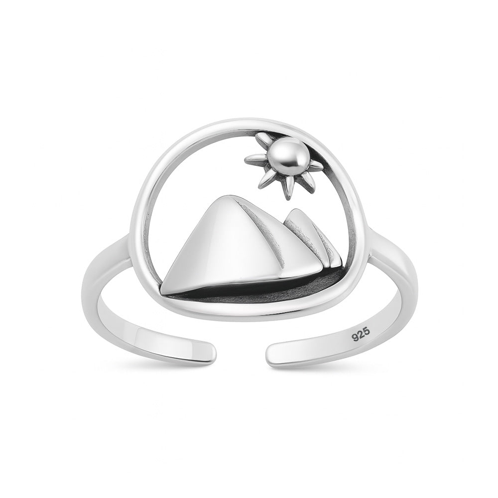 Silver Toe Ring - Mountain & Sun