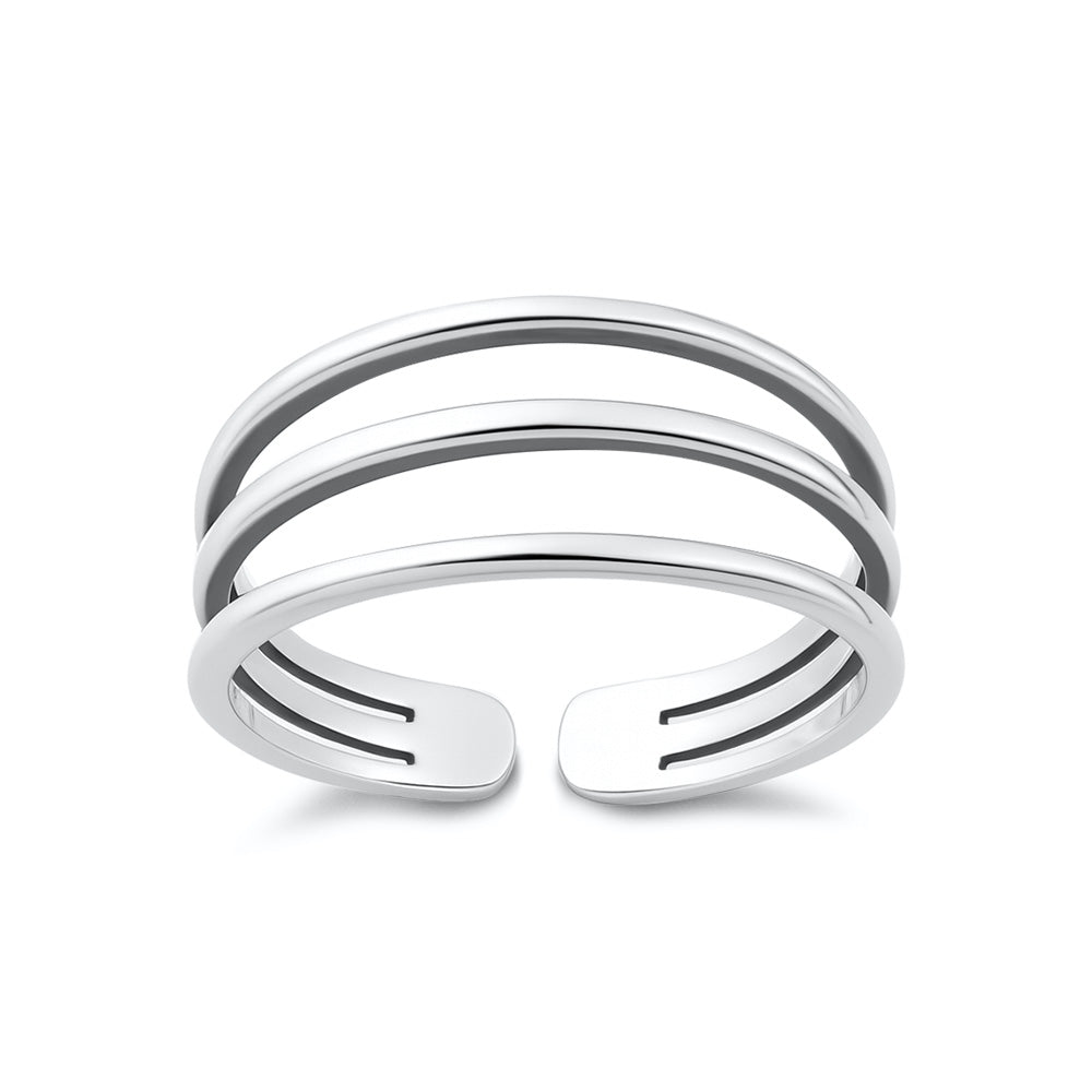 Silver Toe Ring - Triple Band