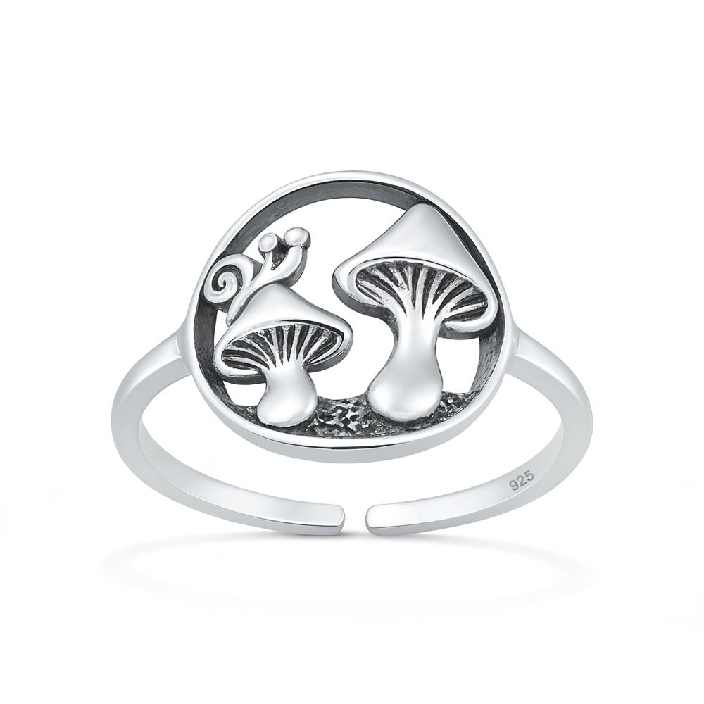 Silver Toe Ring - Mushrooms