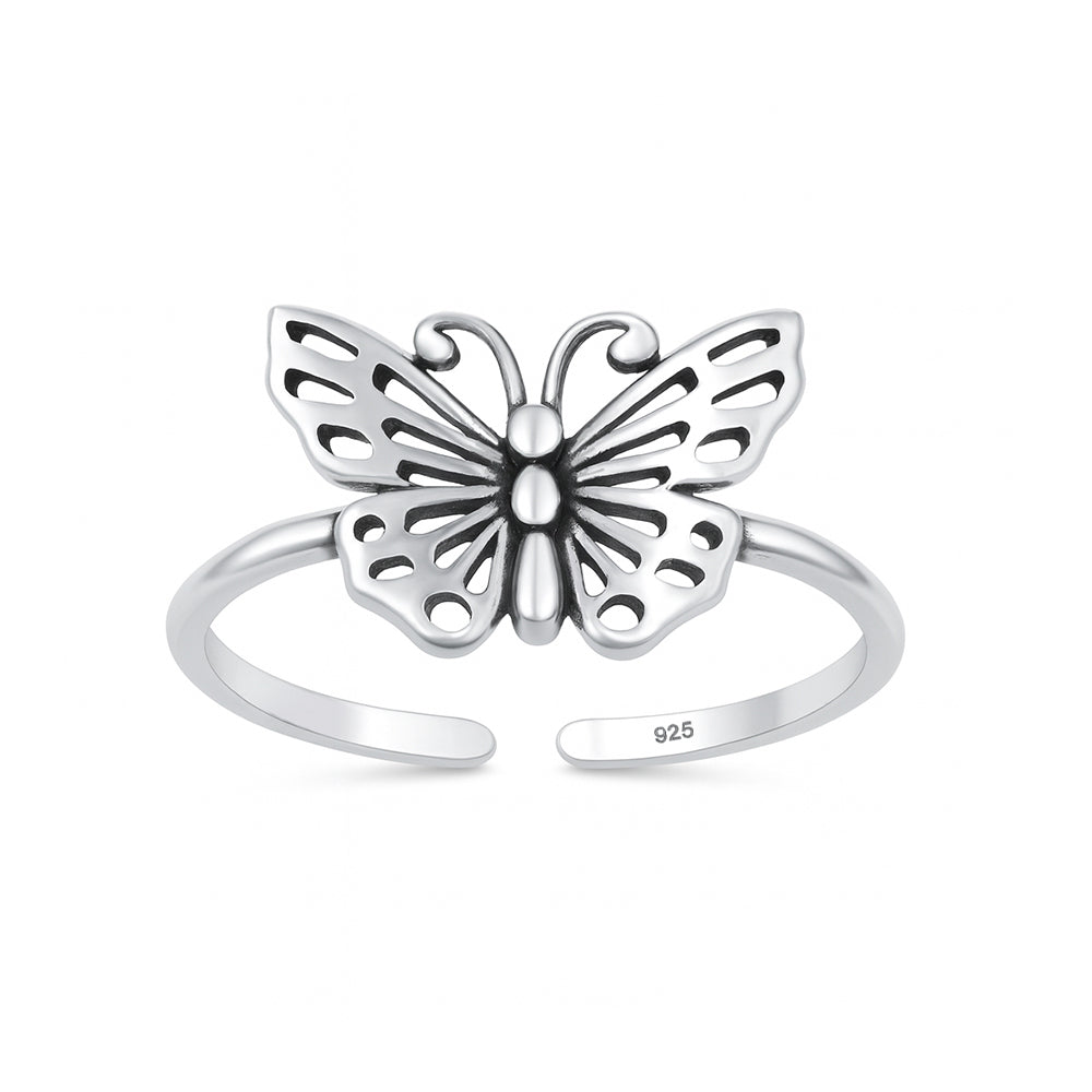 Silver Toe Ring - Butterfly