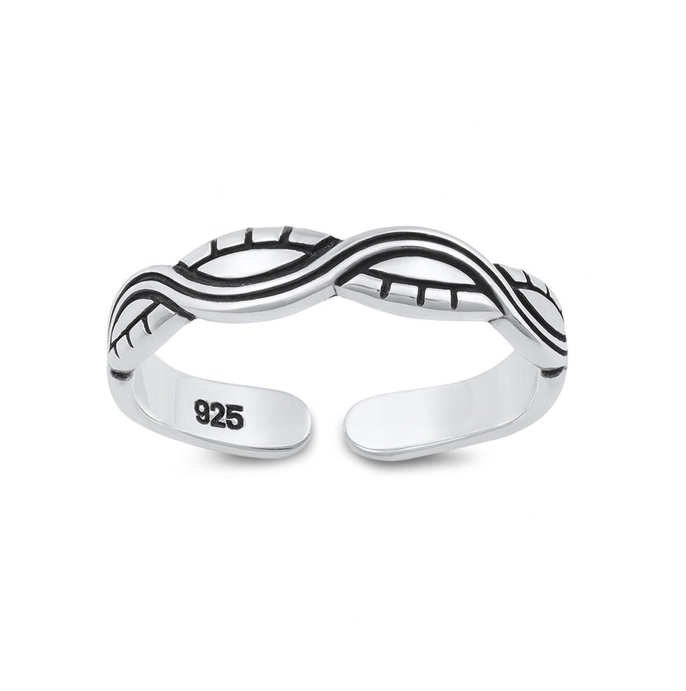 Silver Toe Ring - Wave Pattern