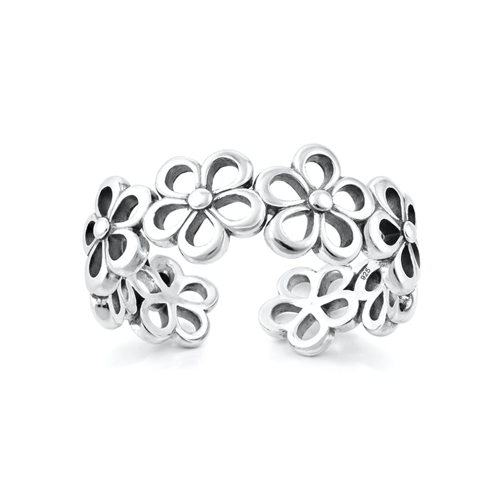 Silver Toe Ring - Flower Band