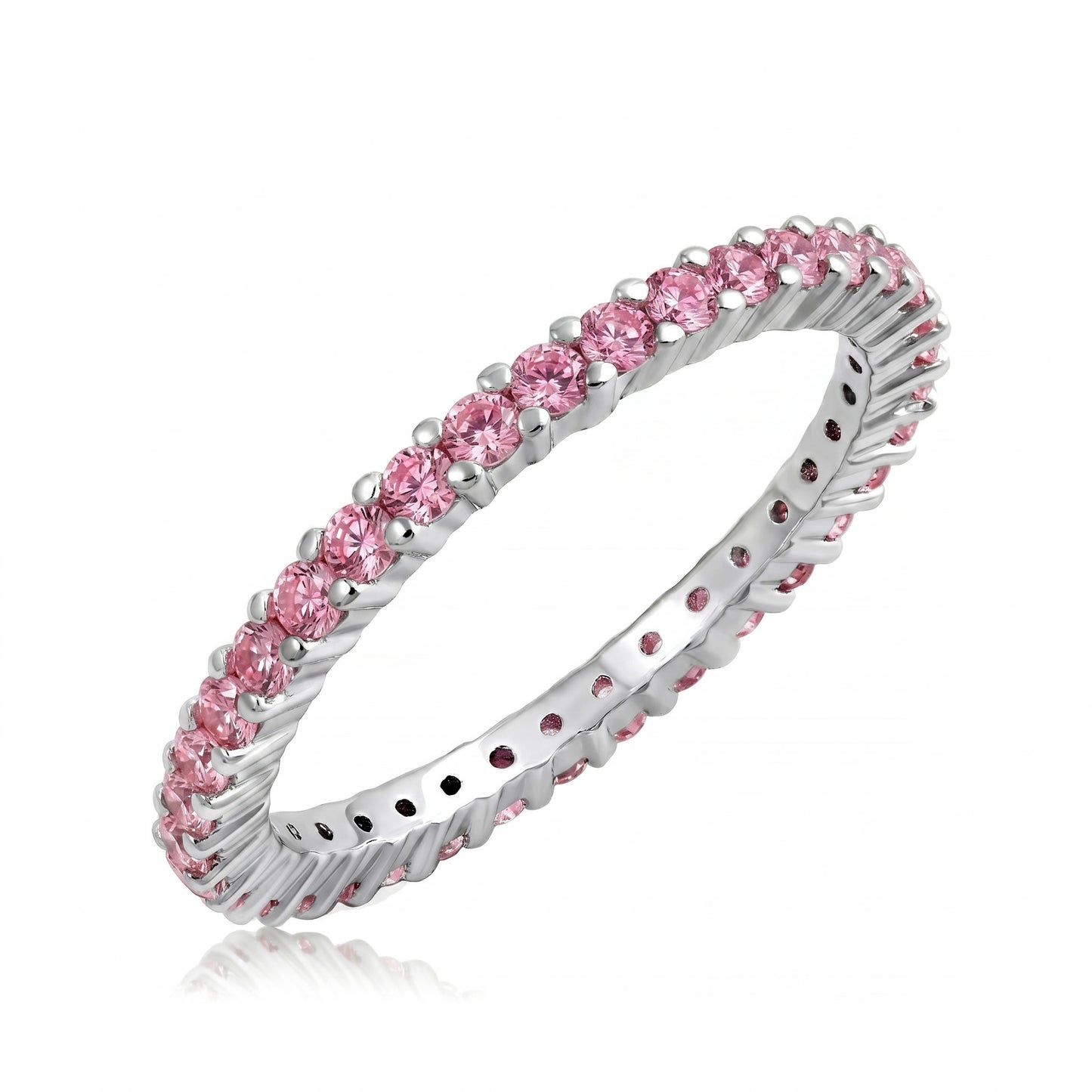Silver Eternity Ring - Pink CZ