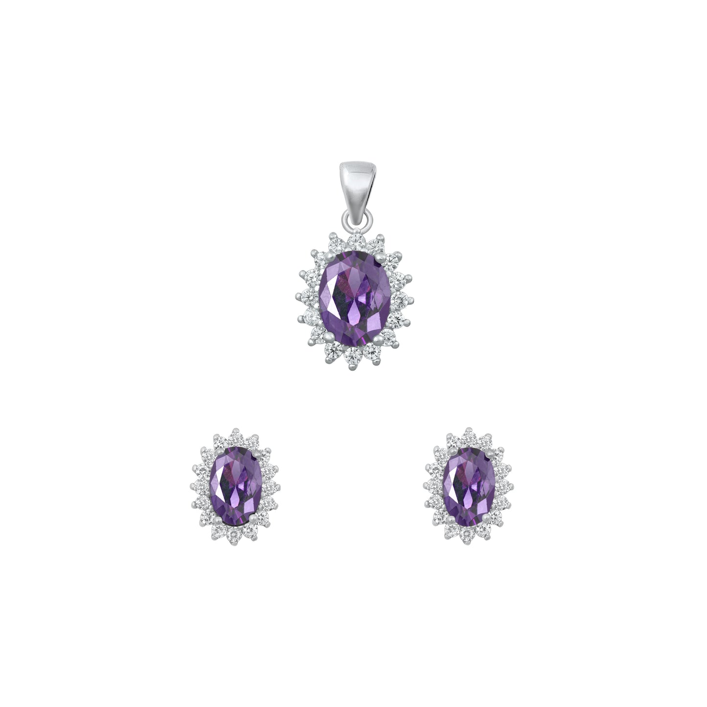 Silver CZ Set - Amethyst CZ