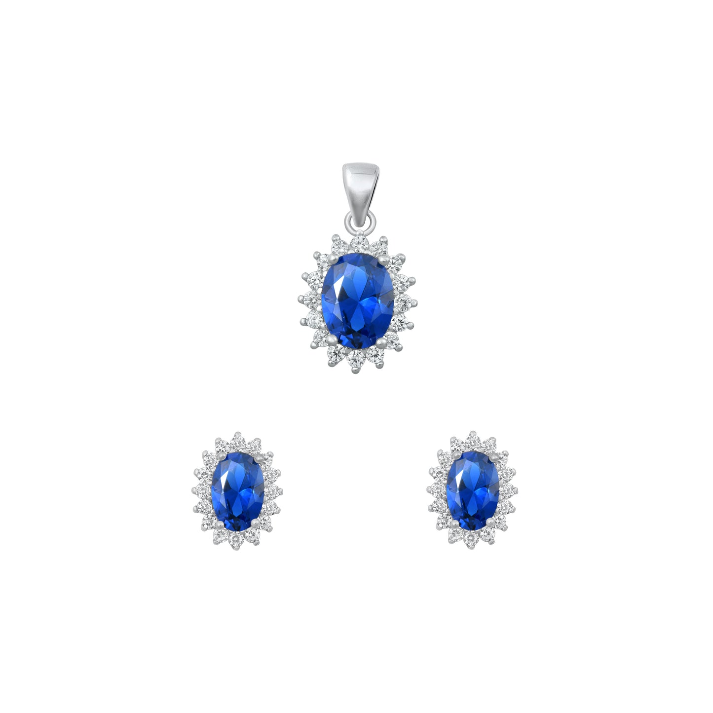 Silver CZ Set - Blue Sapphire CZ