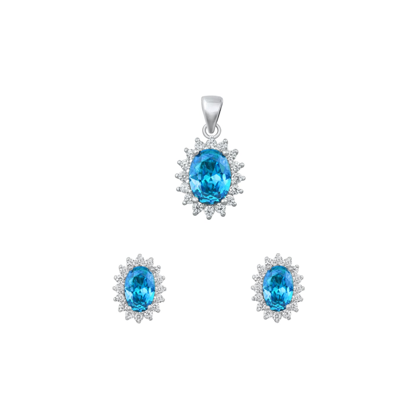 Silver CZ Set - Blue Topaz CZ