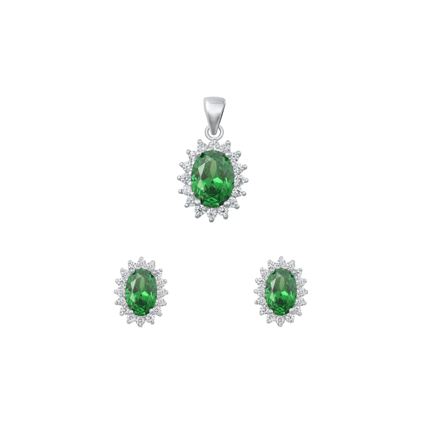 Silver CZ Set - Emerald CZ