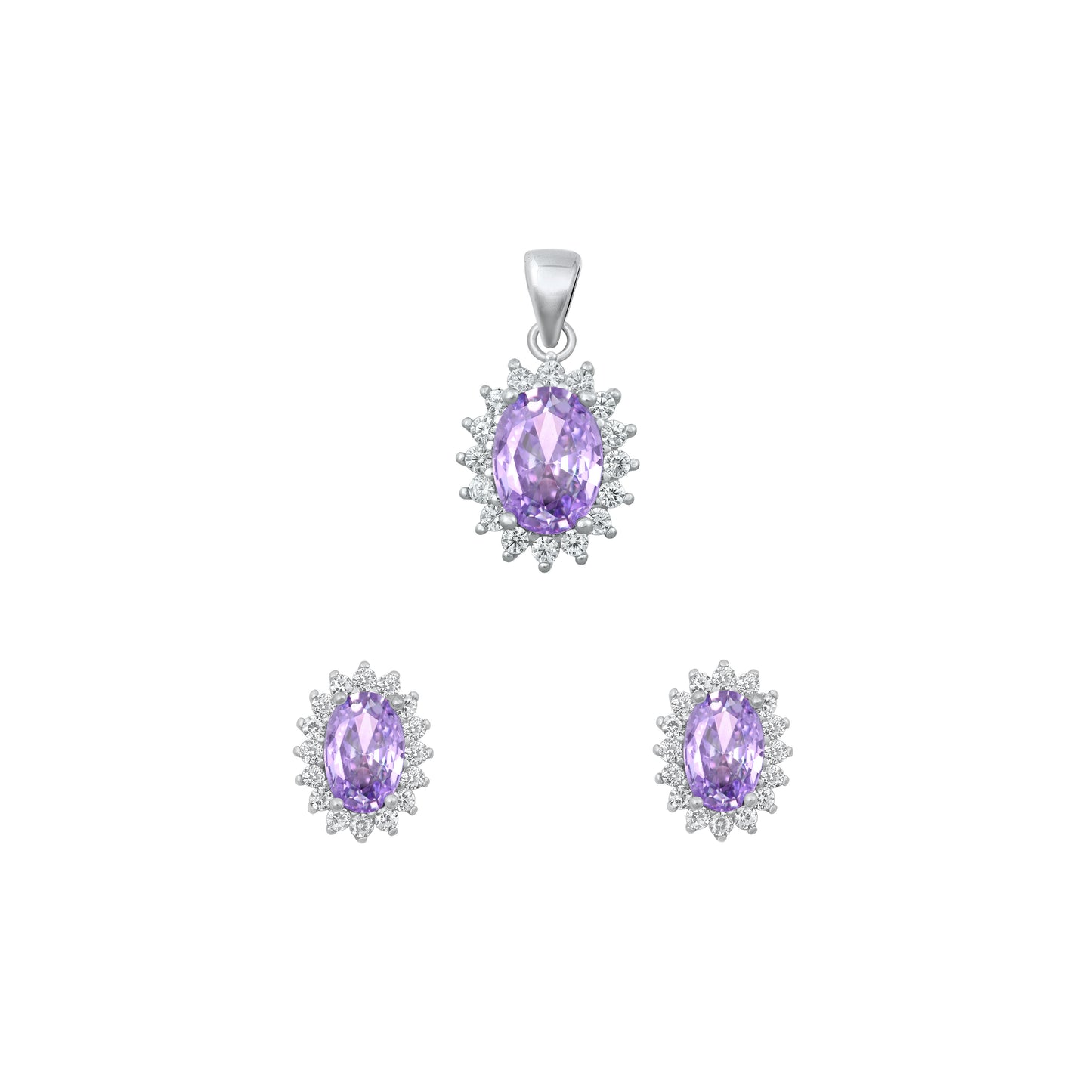 Silver CZ Set - Lavender CZ