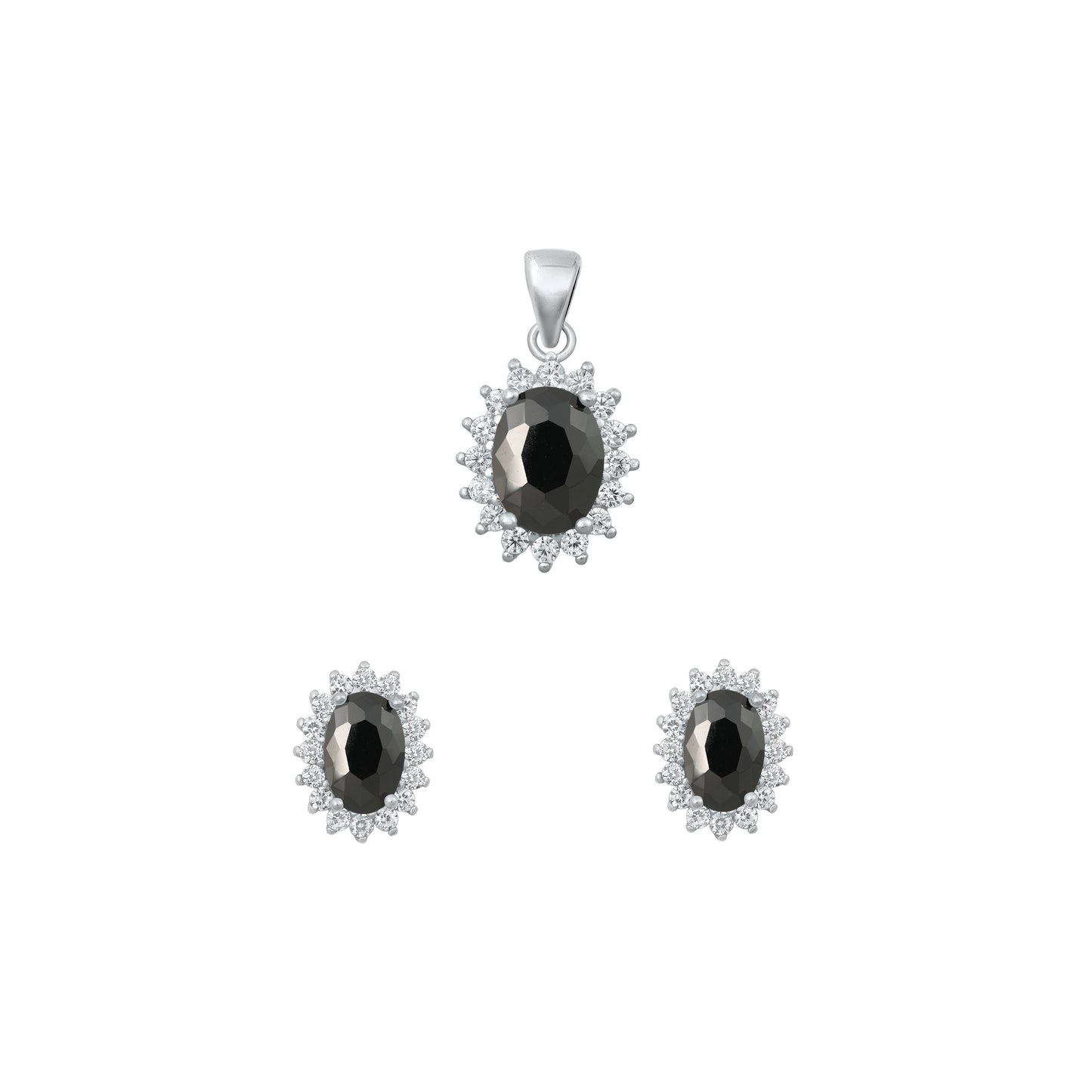 Silver CZ Set - Black CZ