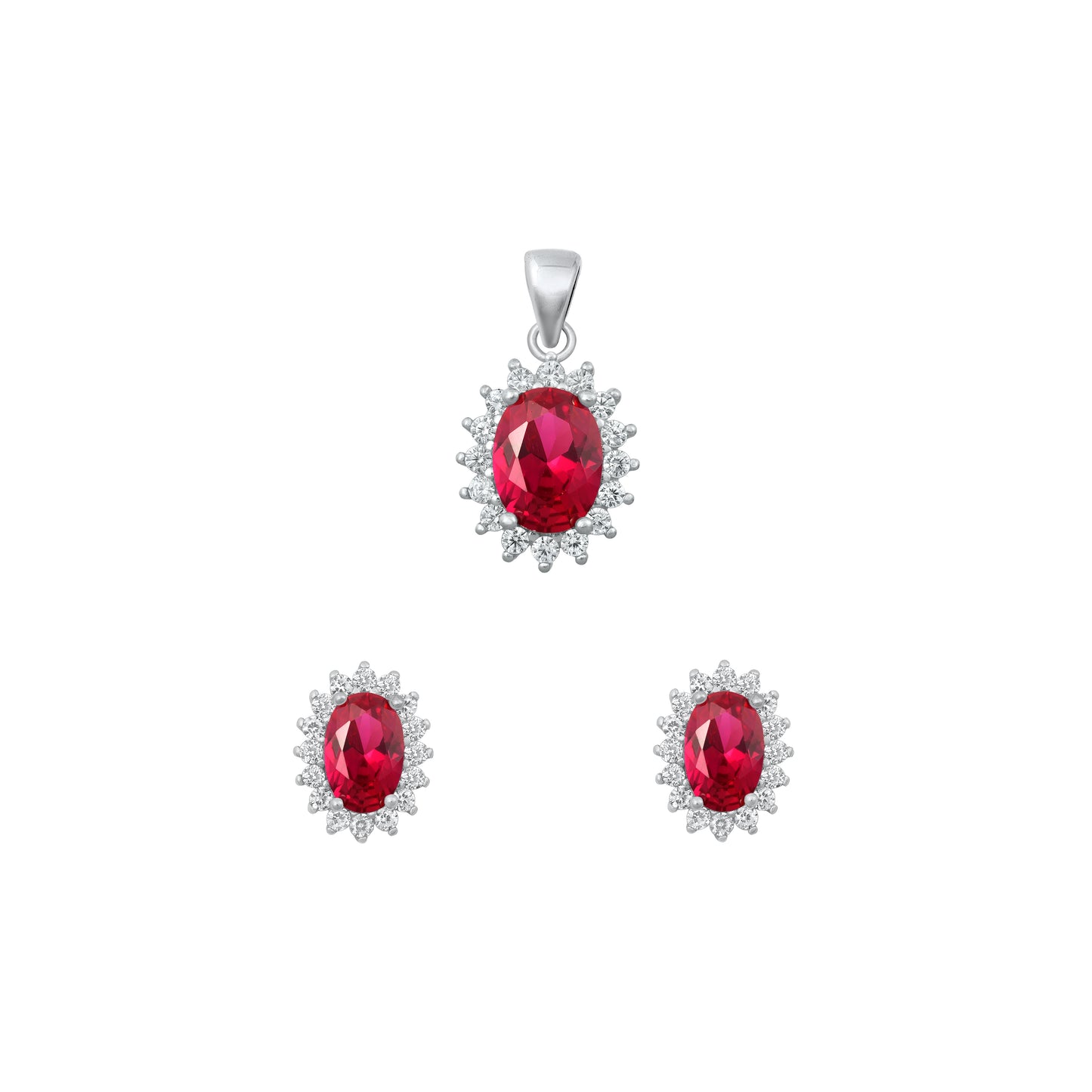 Silver CZ Set - Ruby CZ